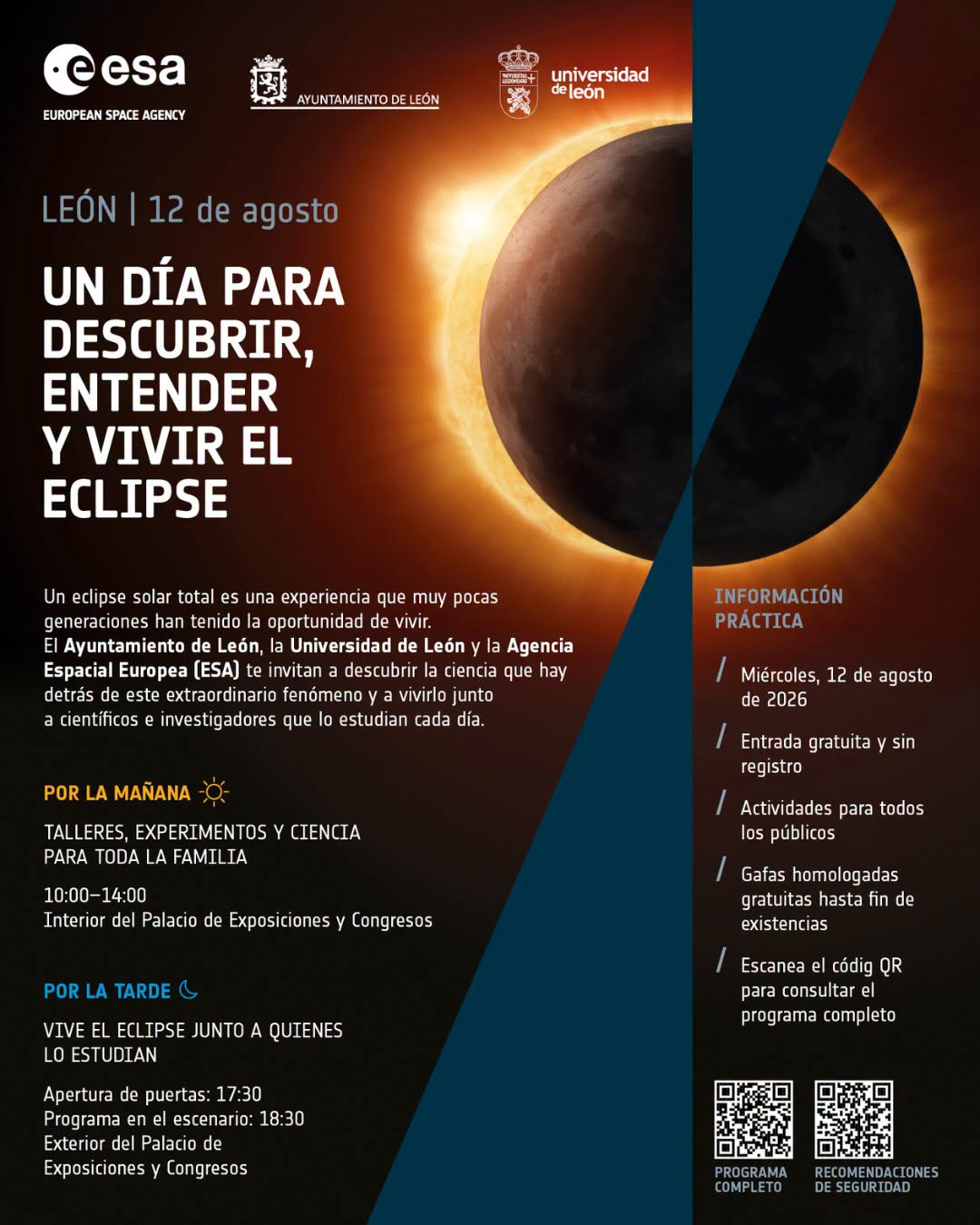 Cartel del programa del eclipse en el Palacio de Exposiciones de León